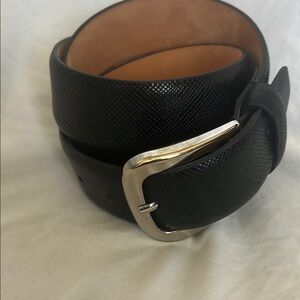Paul Fredrick Black Textured Leather Belt